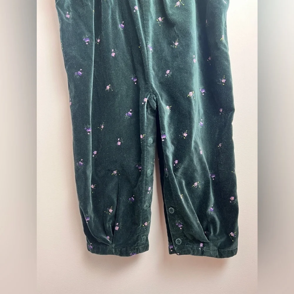 Vintage Baby Gap 24-30 months Velour Romper / Overall floral green.